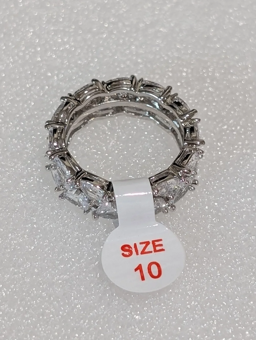 NWT Bomb Party Stunning Pear Shaped CZ Crystals Full Eternity Band Size 10 Ring